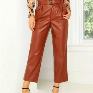 Women's high rise belted pants